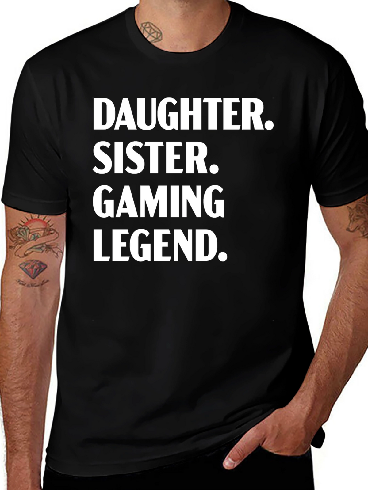 Daughter Sister Gaming Legend T-Shirt - Black