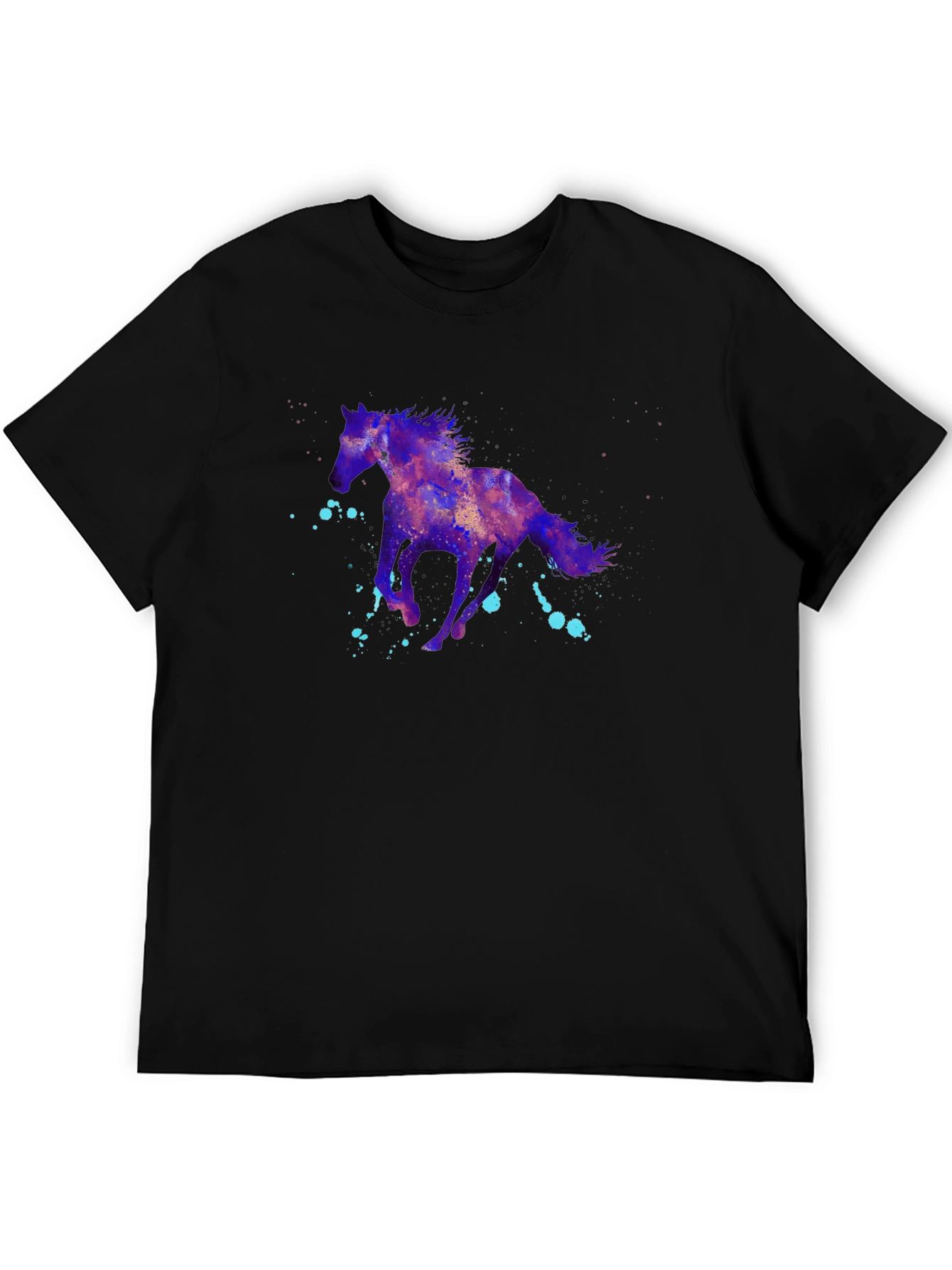 Nebula Horse Graphic Tee - Black Cotton Blend
