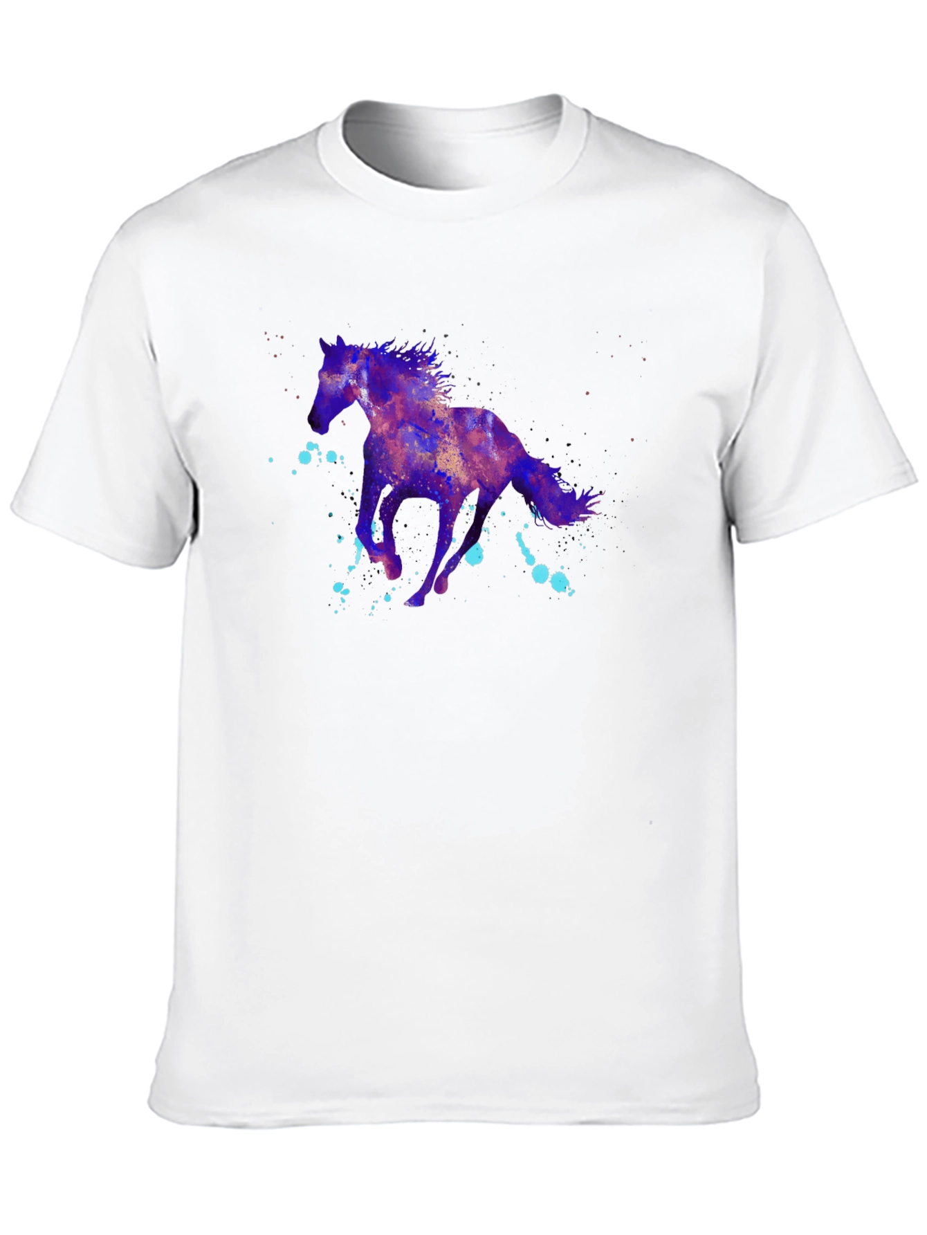 Nebula Horse Graphic Tee - Black Cotton Blend