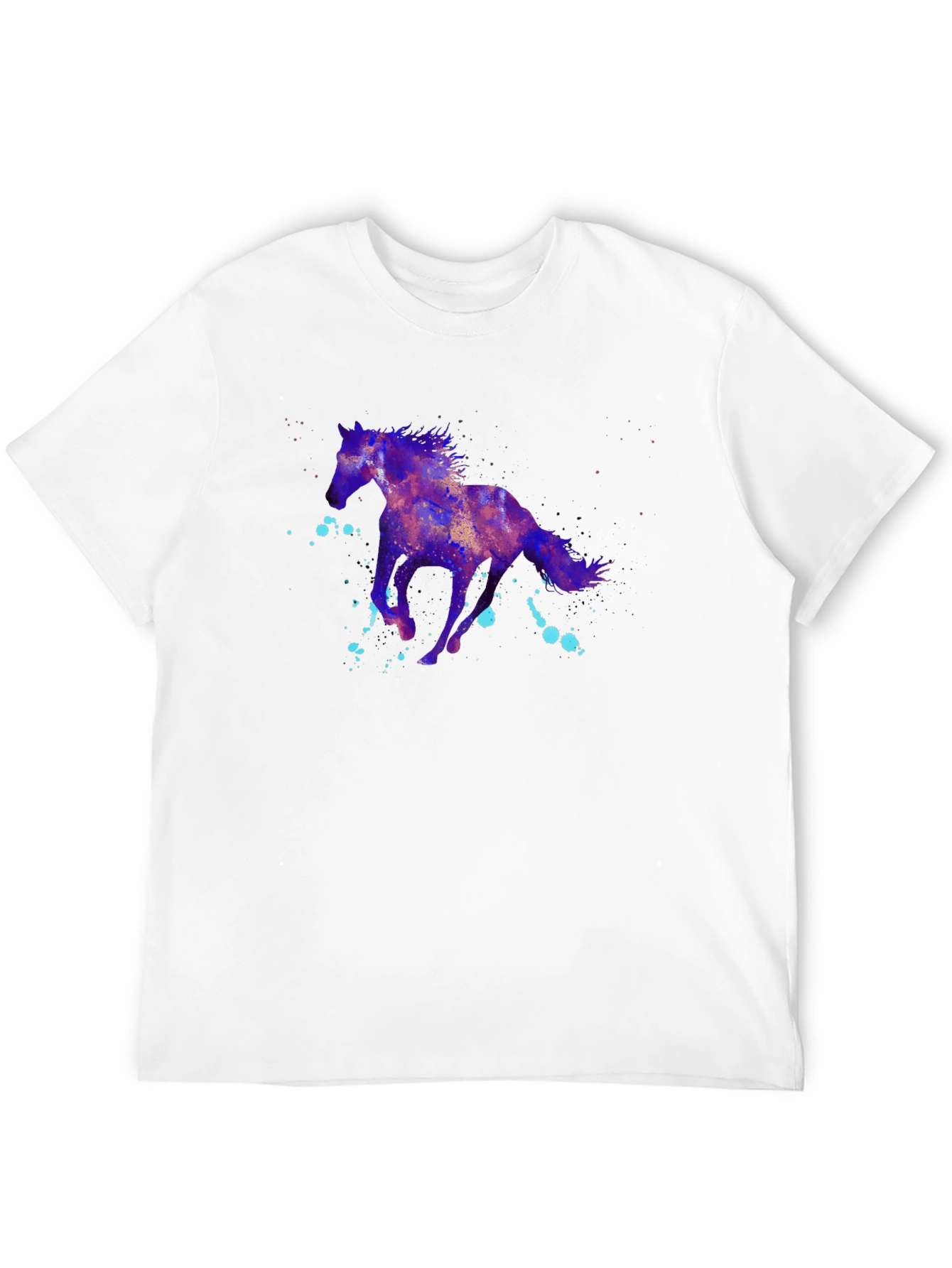 Nebula Horse Graphic Tee - Black Cotton Blend