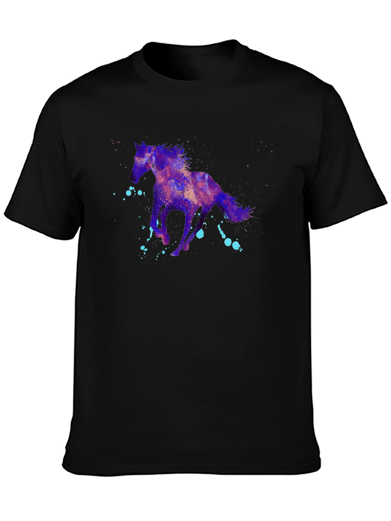 Nebula Horse Graphic Tee - Black Cotton Blend