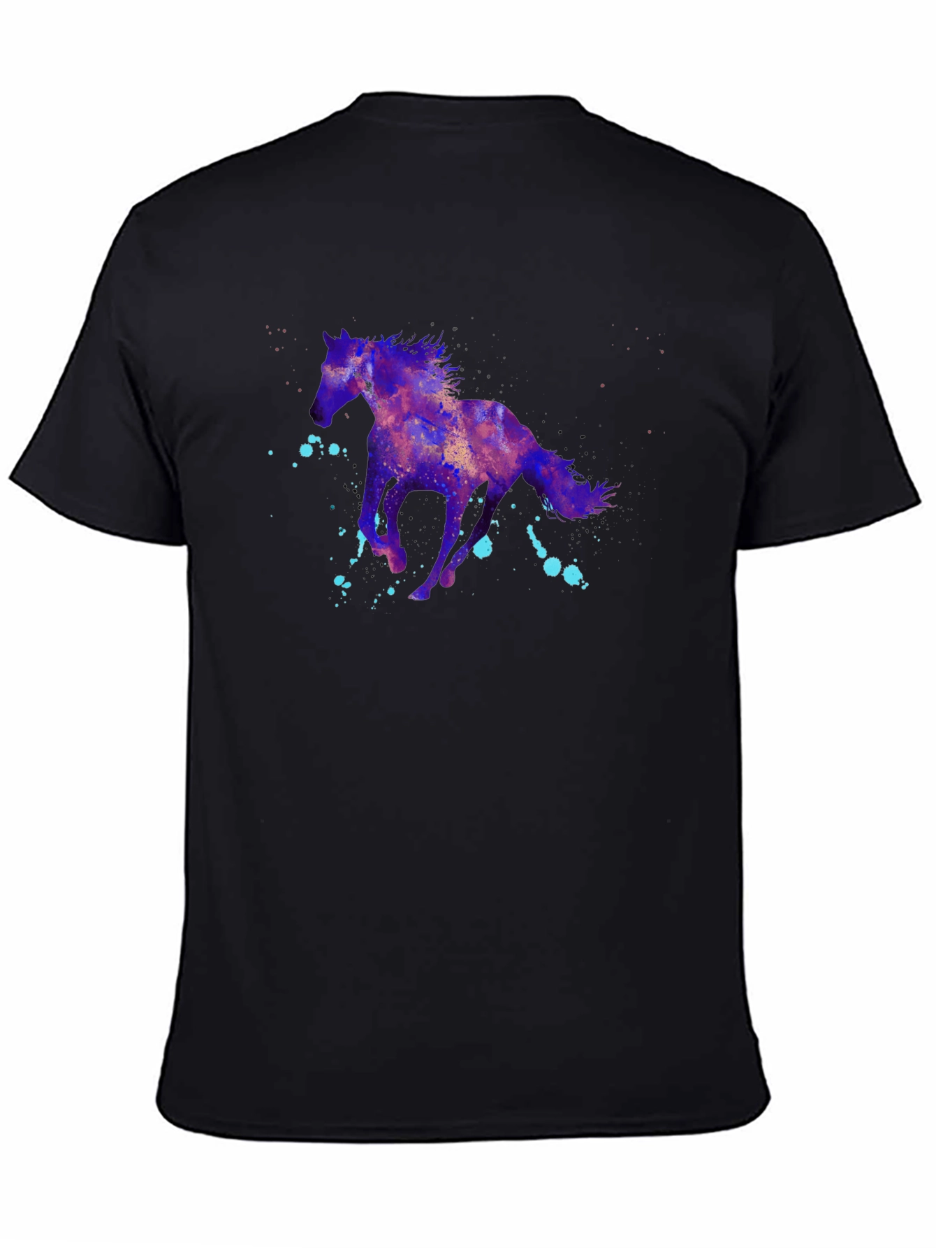 Nebula Horse Graphic Tee - Black Cotton Blend