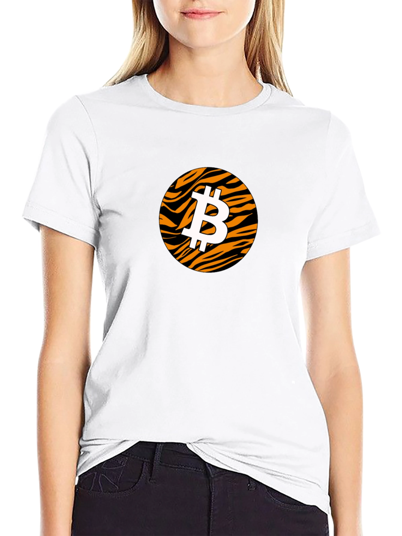 Bitcoin Tiger Print Black T-Shirt