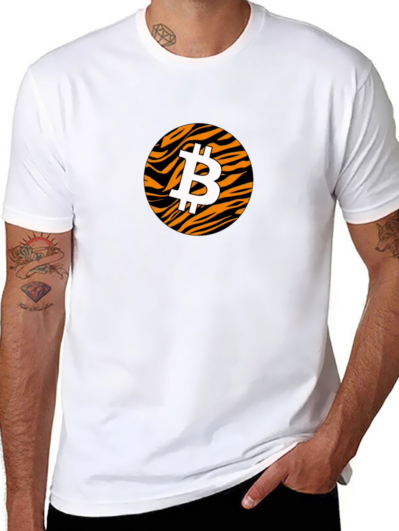 Bitcoin Tiger Print Black T-Shirt