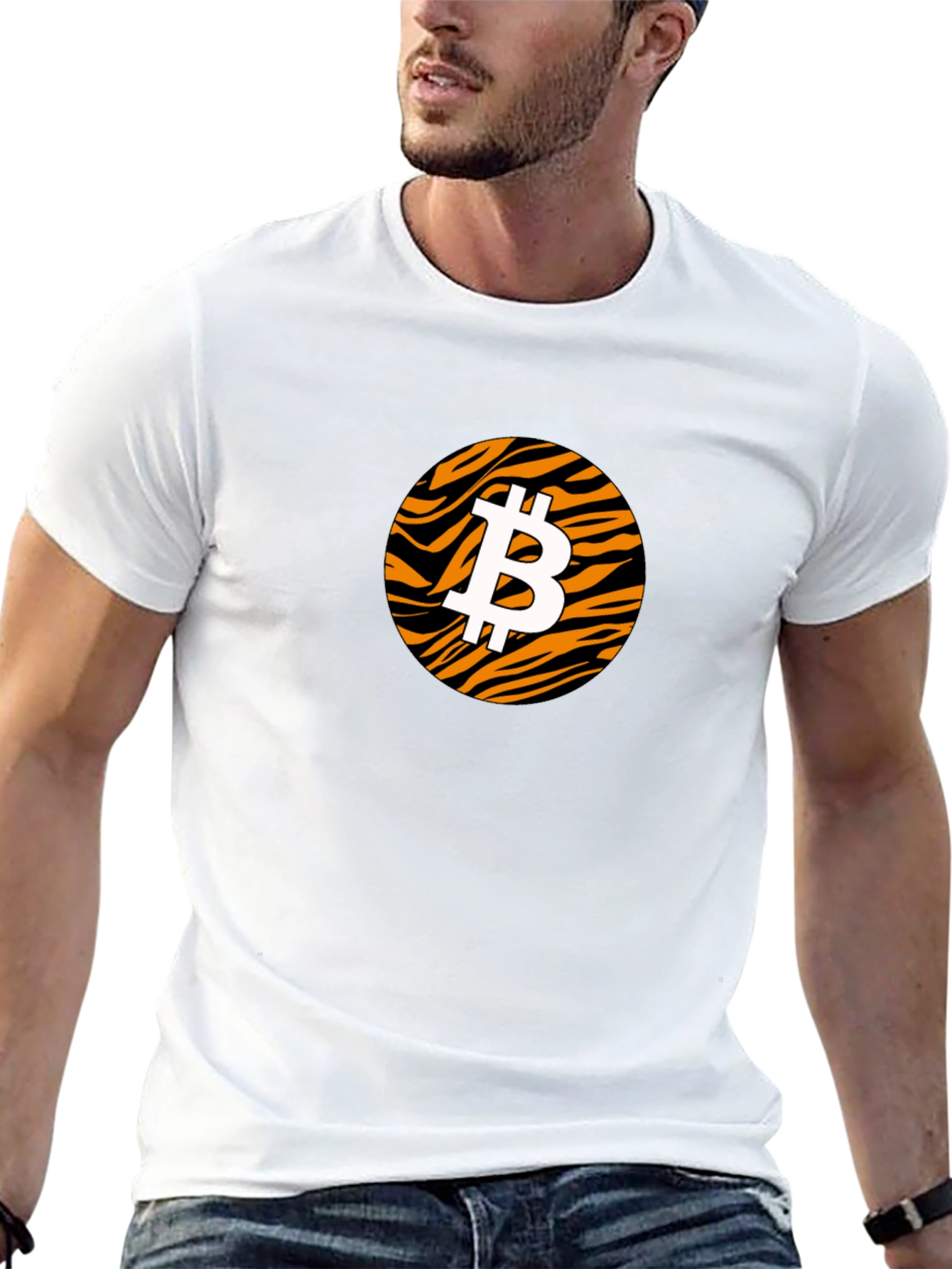 Bitcoin Tiger Print Black T-Shirt