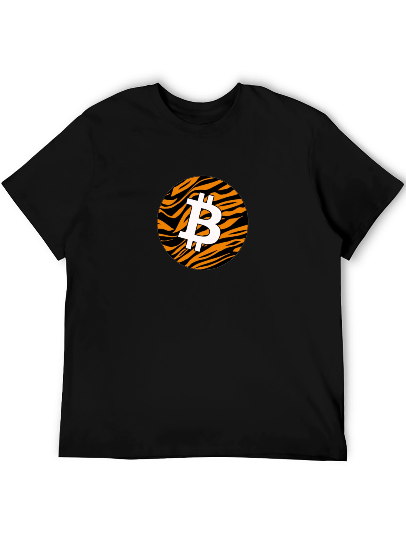 Bitcoin Tiger Print Black T-Shirt