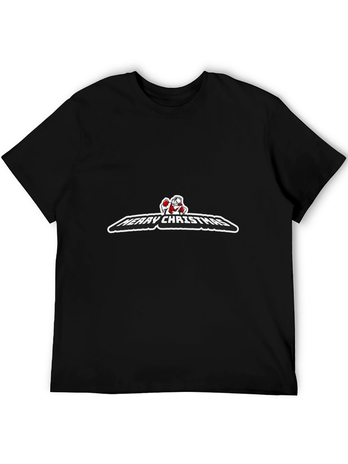 Merry Christmas Santa Boxing Black T-Shirt