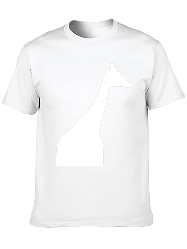 Giraffe Silhouette Graphic Tee - Black Cotton Casual Shirt