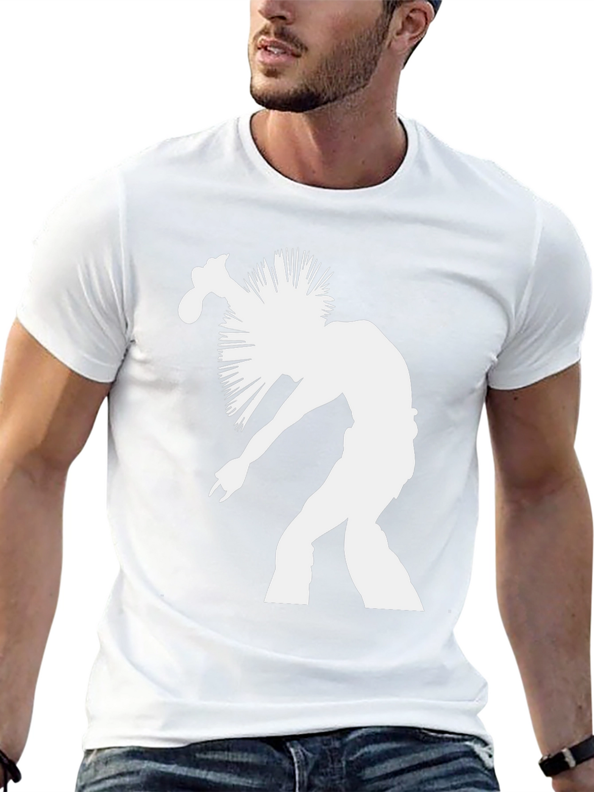 Punk Rock Silhouette Graphic Tee - Black Cotton T-Shirt
