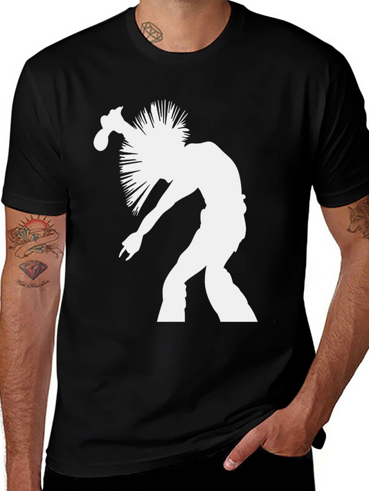 Punk Rock Silhouette Graphic Tee - Black Cotton T-Shirt