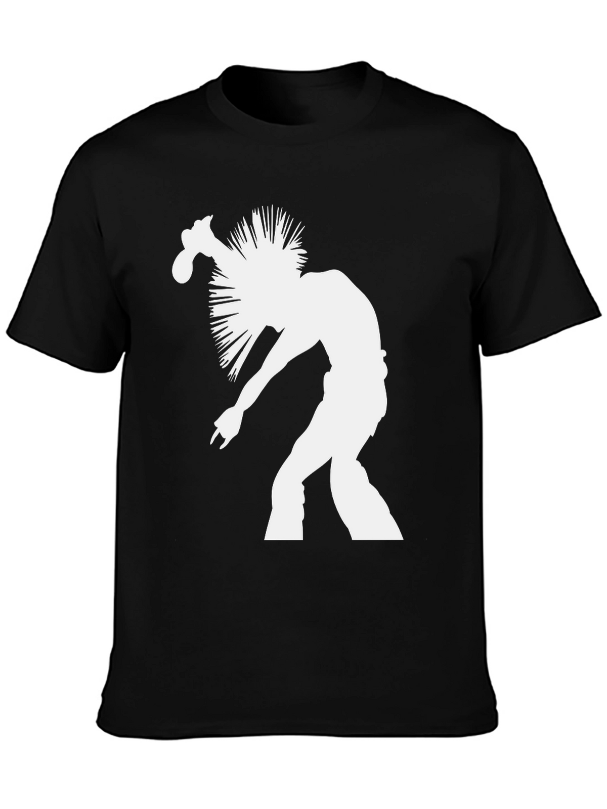 Punk Rock Silhouette Graphic Tee - Black Cotton T-Shirt