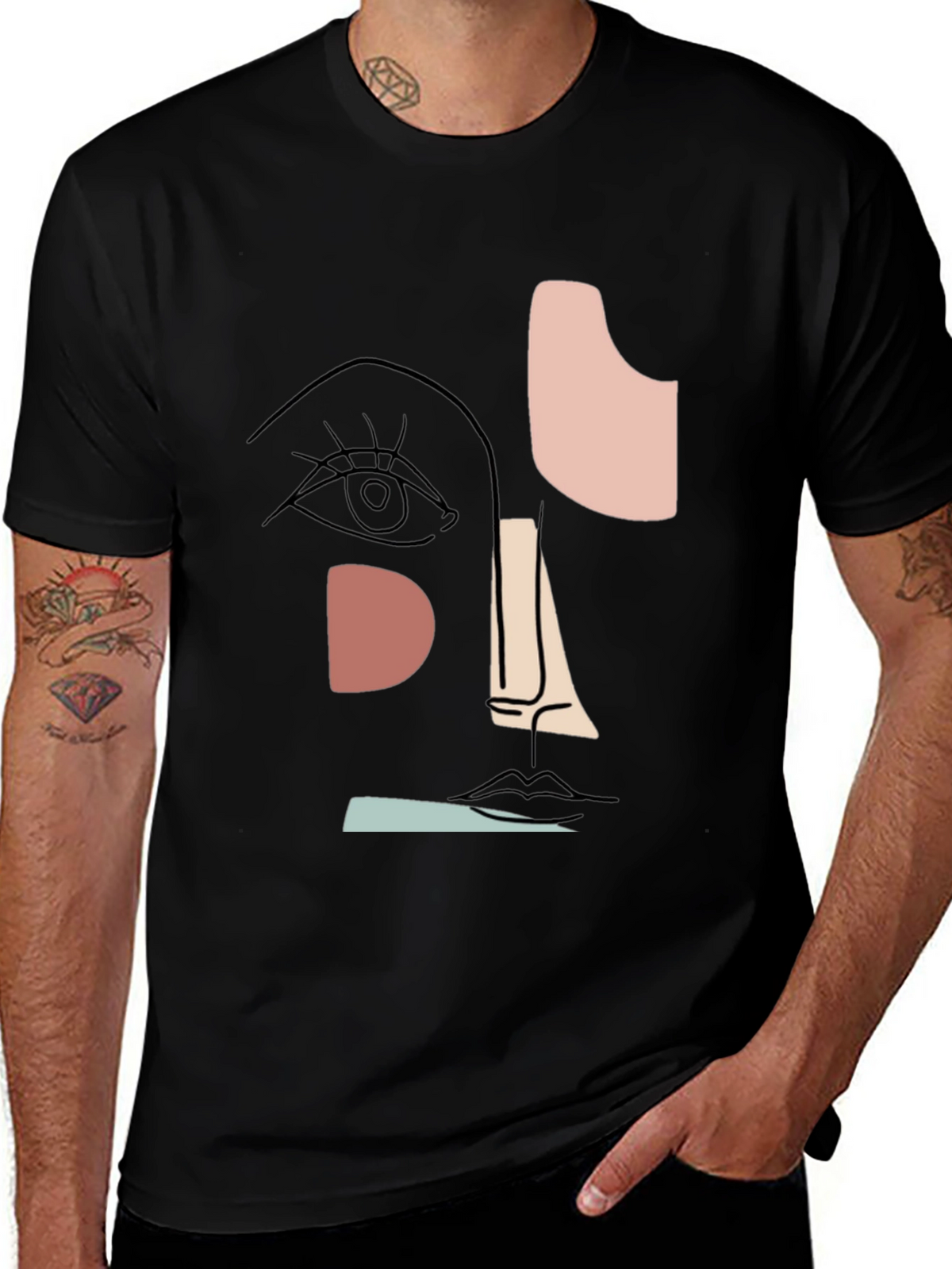 Abstract Face Graphic T-Shirt - Modern Art Tee