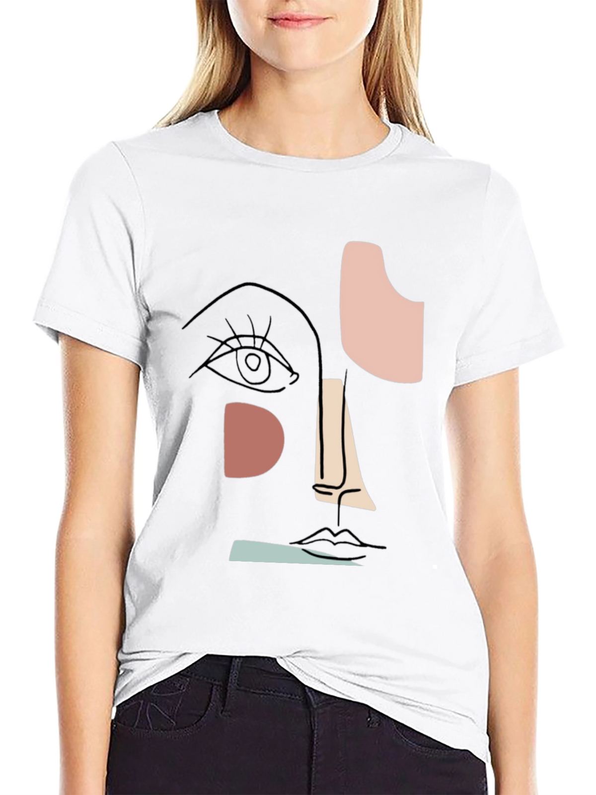 Abstract Face Graphic T-Shirt - Modern Art Tee