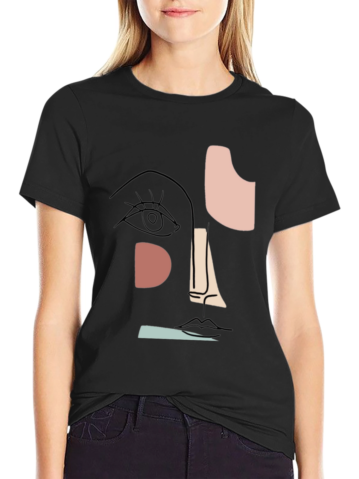 Abstract Face Graphic T-Shirt - Modern Art Tee