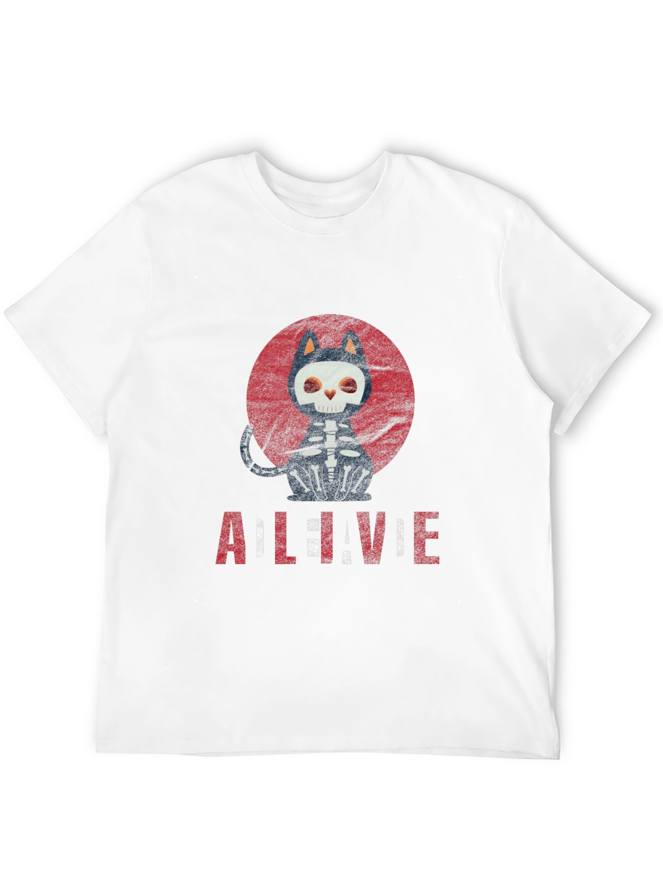 Cat Skeleton Halloween Graphic Tee