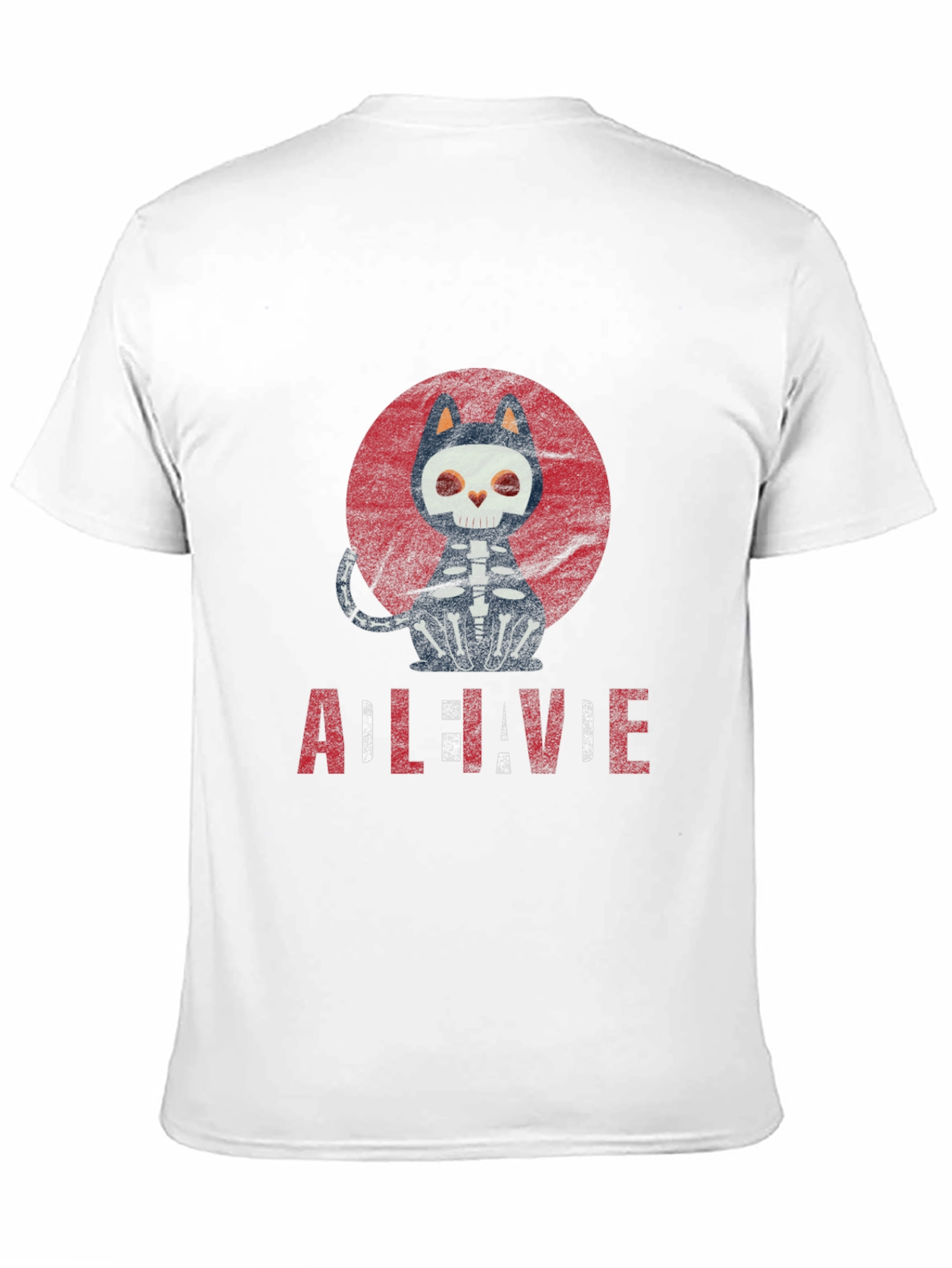 Cat Skeleton Halloween Graphic Tee