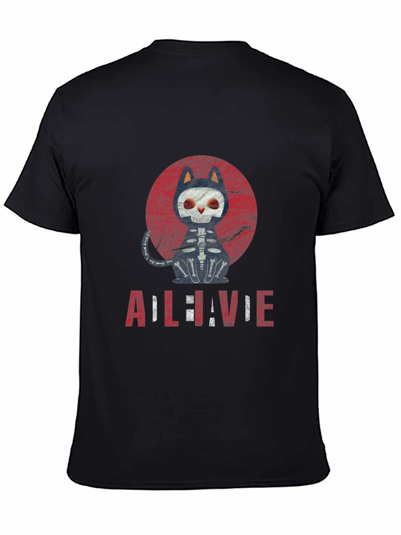 Cat Skeleton Halloween Graphic Tee