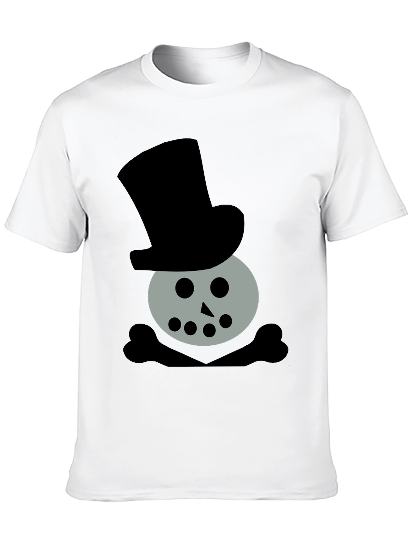 Skull Snowman Top Hat Black T-Shirt