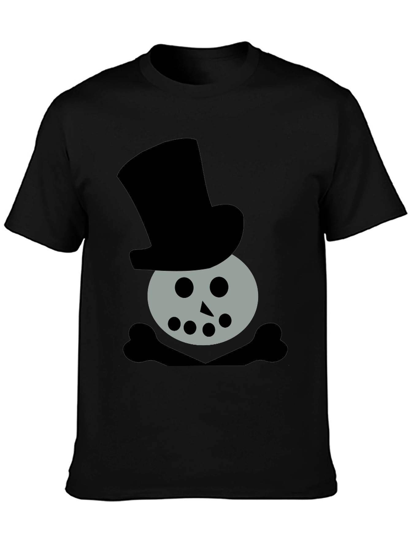 Skull Snowman Top Hat Black T-Shirt
