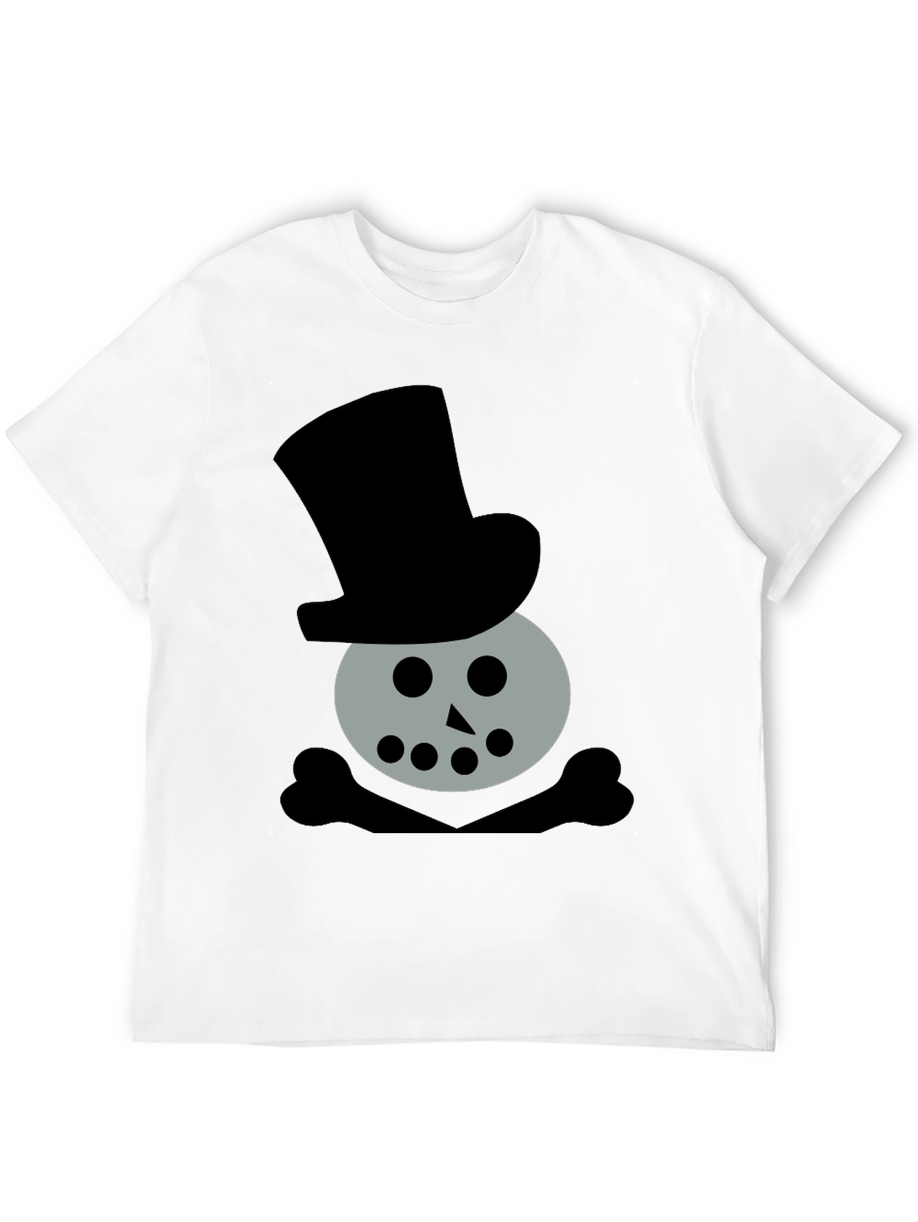 Skull Snowman Top Hat Black T-Shirt