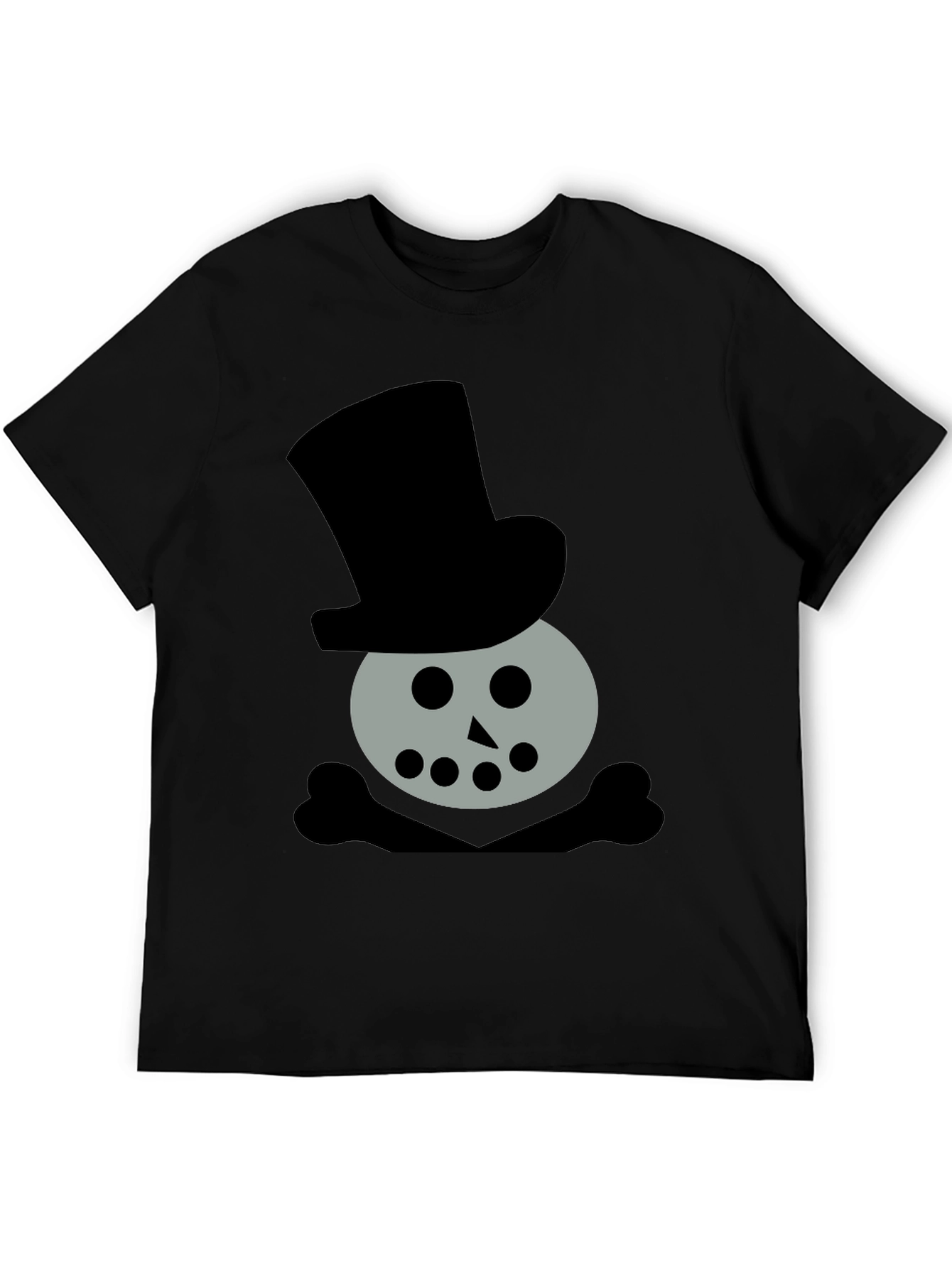Skull Snowman Top Hat Black T-Shirt