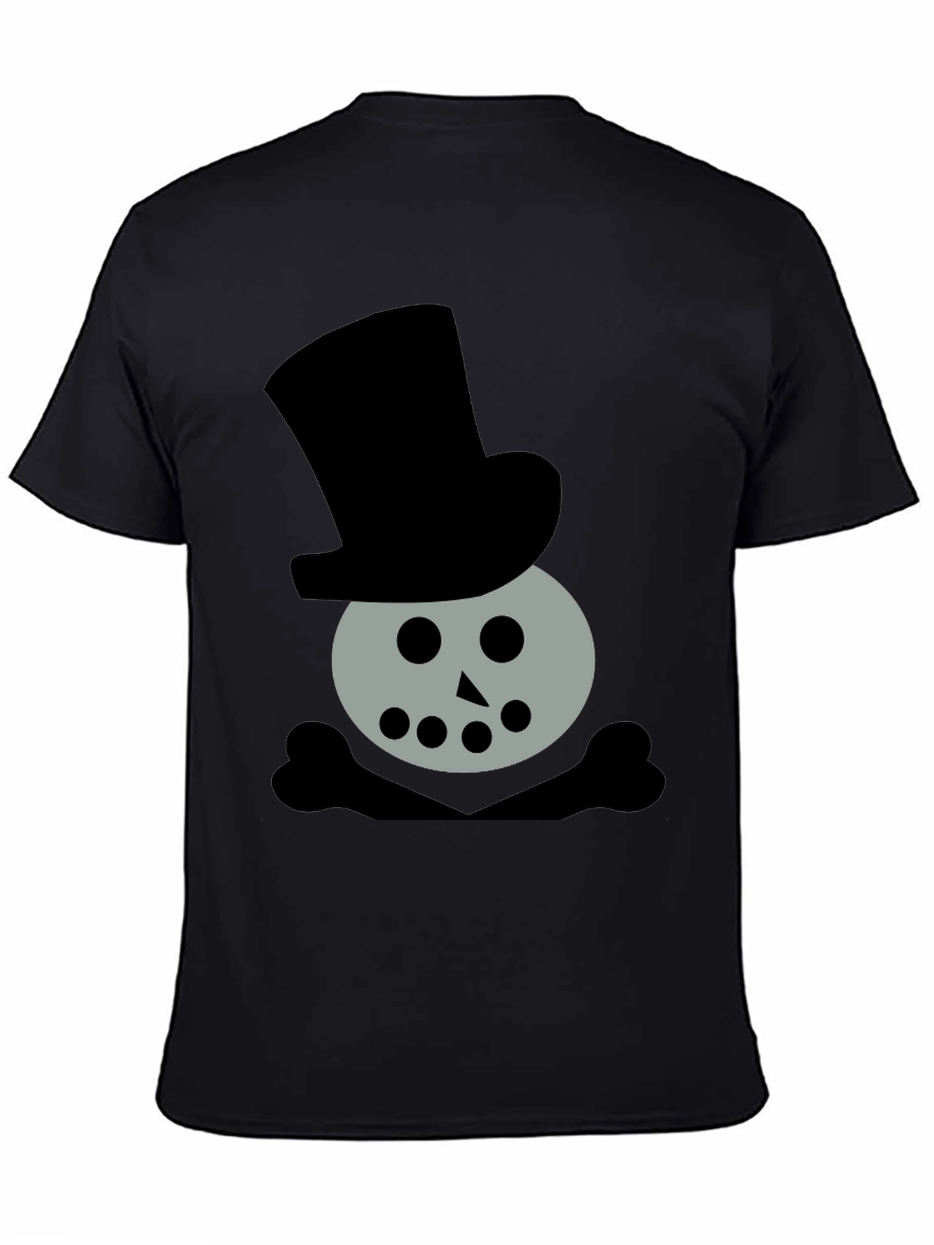 Skull Snowman Top Hat Black T-Shirt