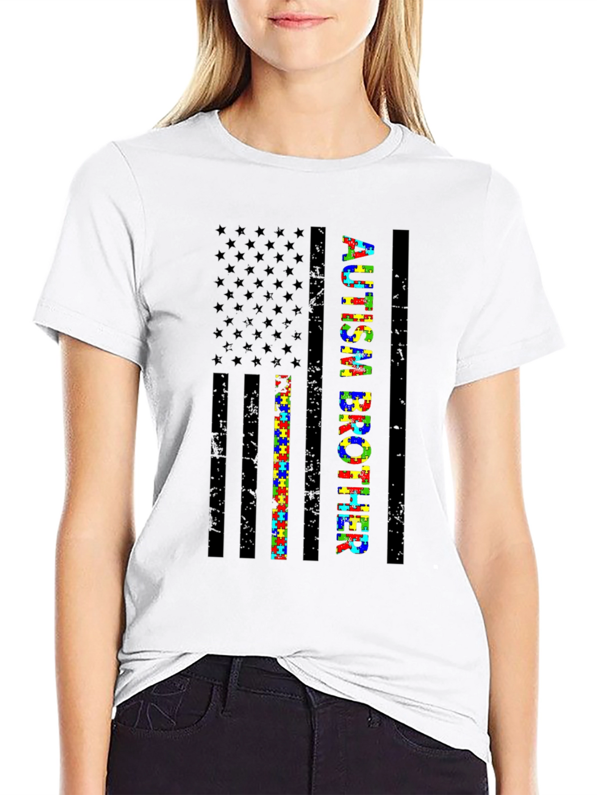 Autism Brother American Flag Graphic Tee