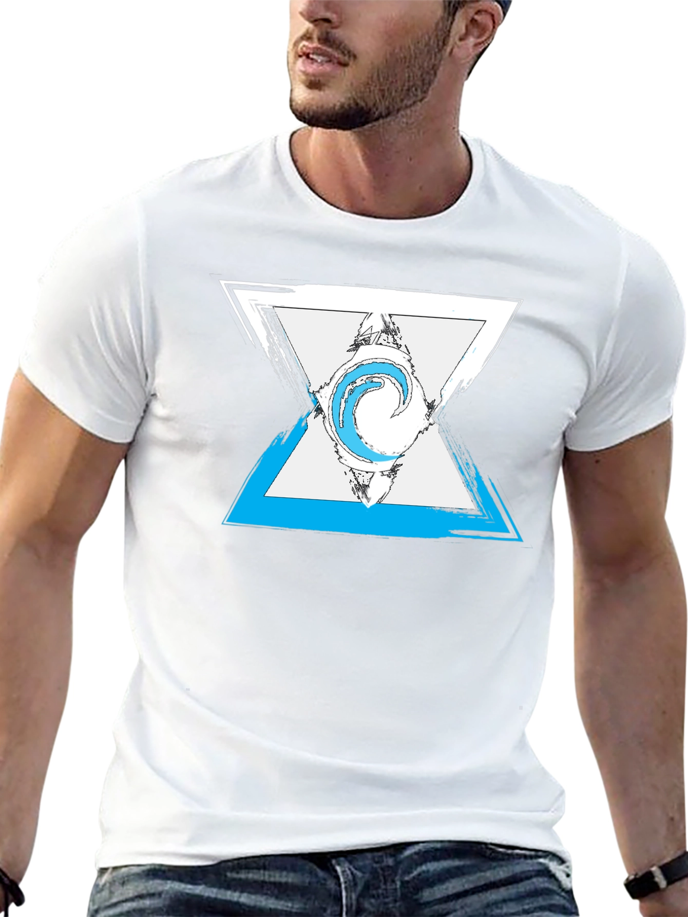 Abstract Triangle Graphic Mens Black T-Shirt