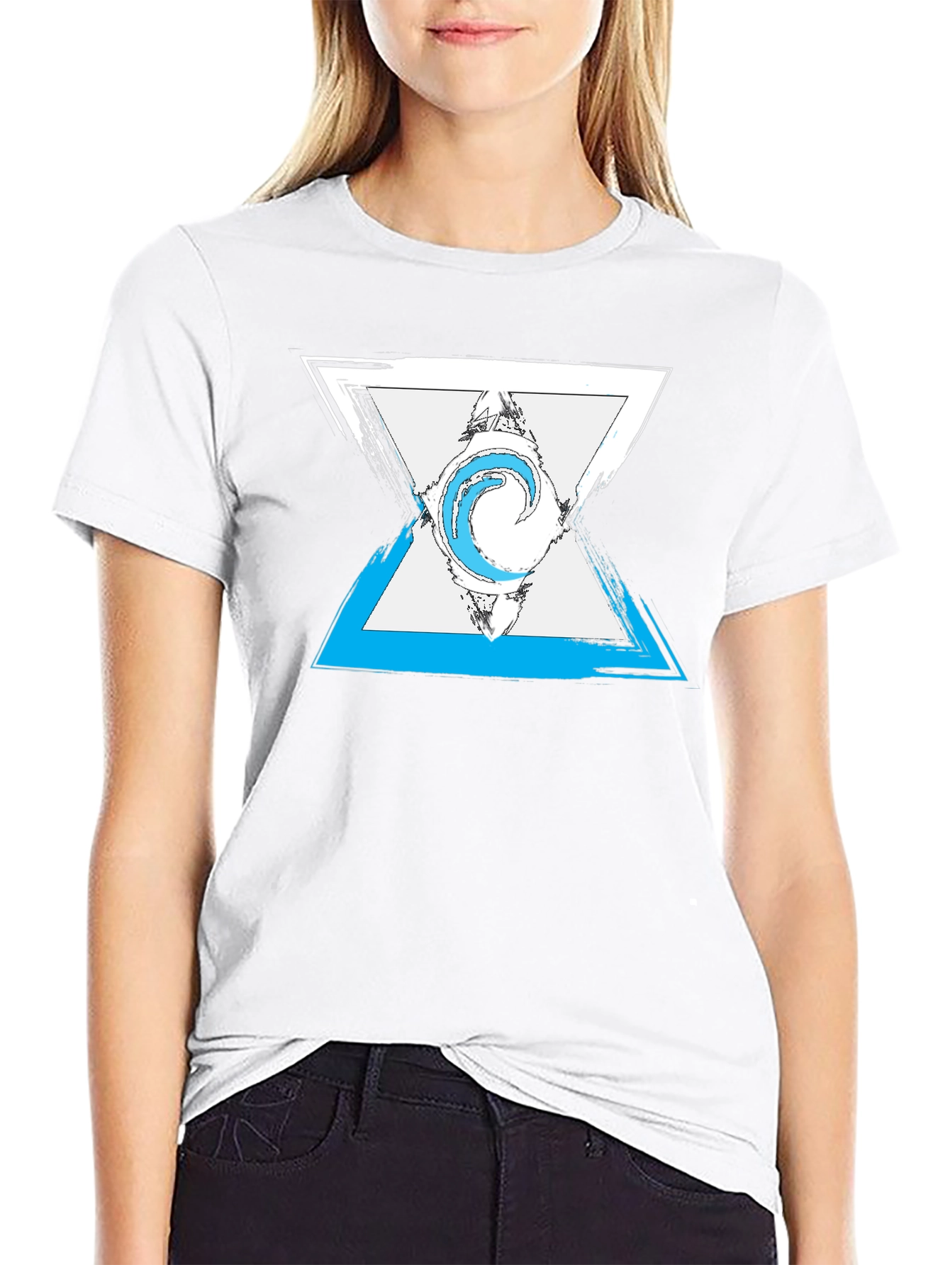 Abstract Triangle Graphic Mens Black T-Shirt