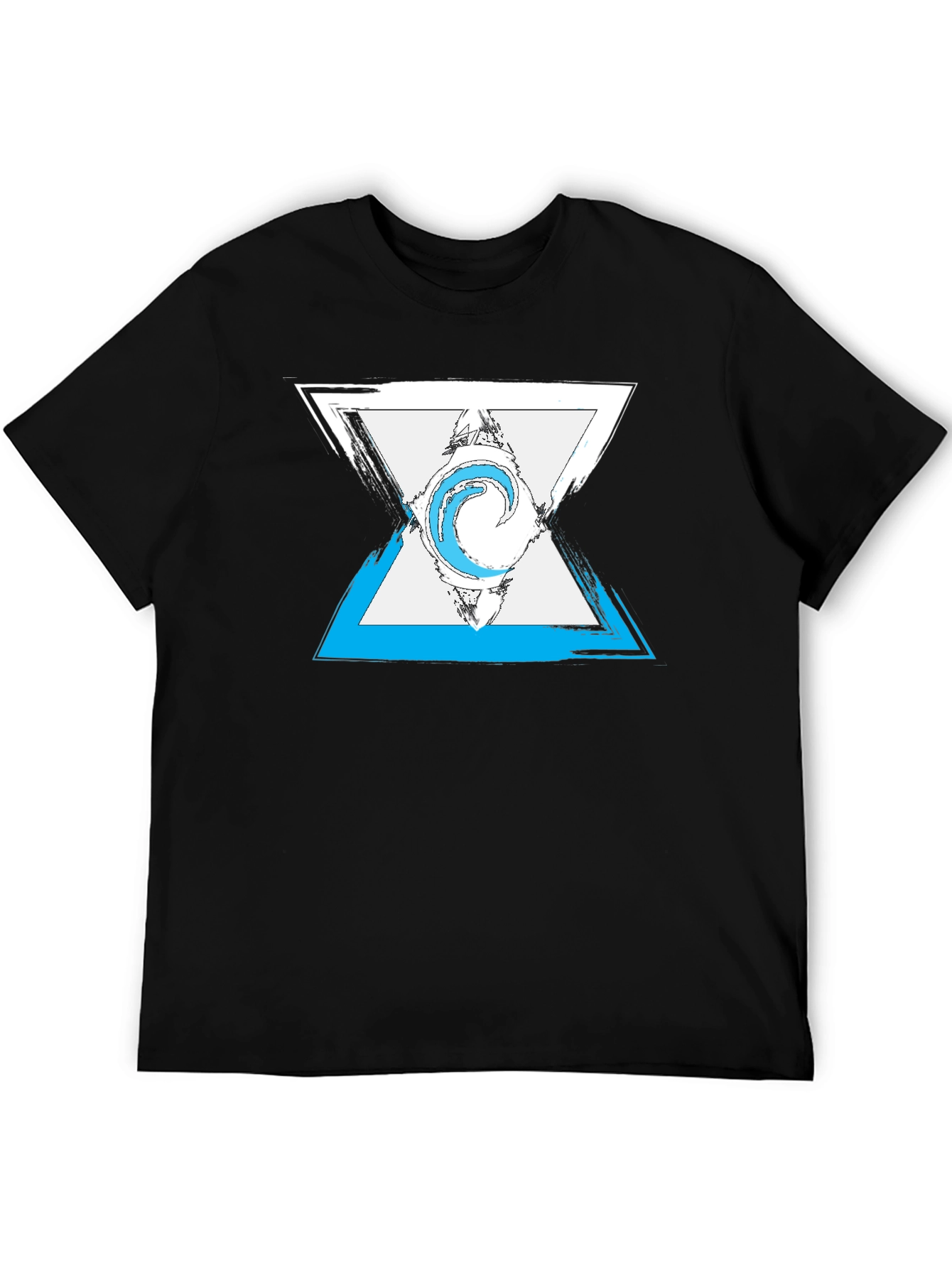 Abstract Triangle Graphic Mens Black T-Shirt