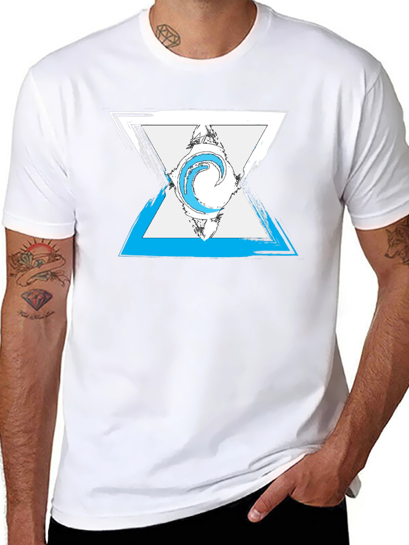 Abstract Triangle Graphic Mens Black T-Shirt