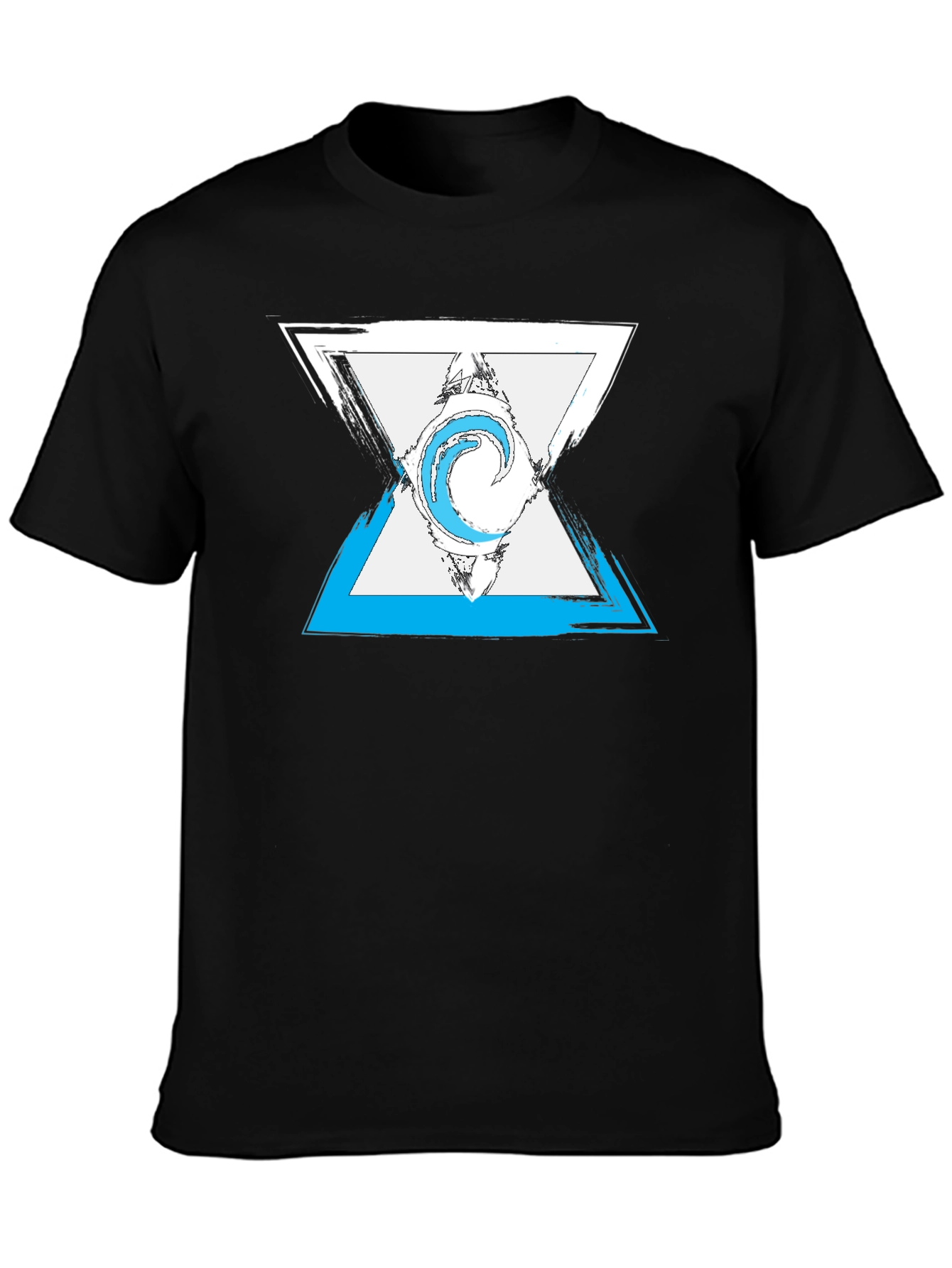 Abstract Triangle Graphic Mens Black T-Shirt