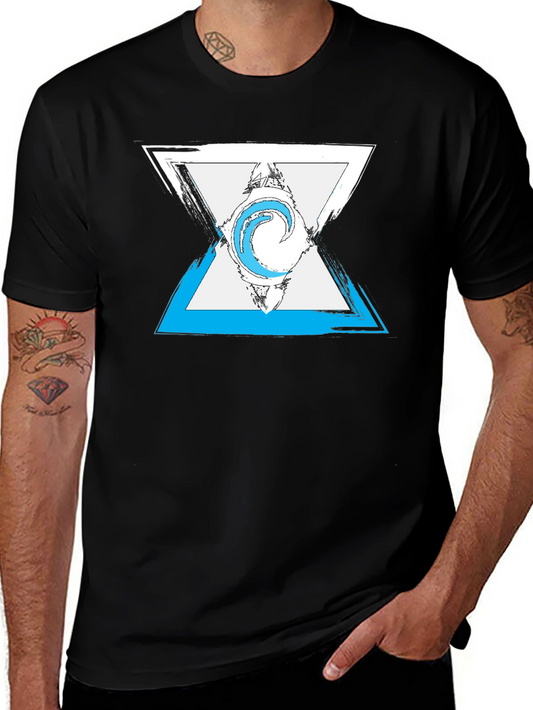Abstract Triangle Graphic Mens Black T-Shirt