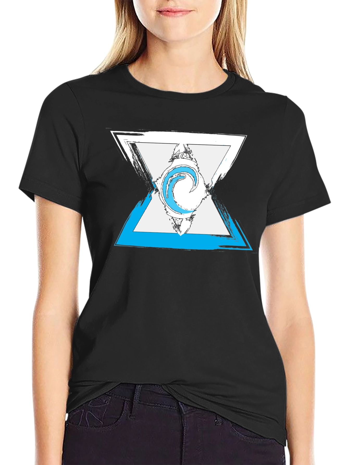 Abstract Triangle Graphic Mens Black T-Shirt