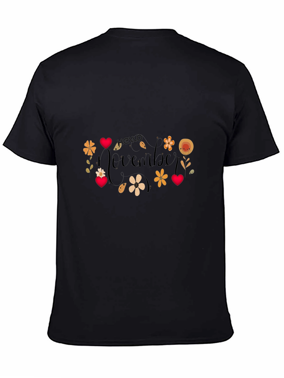 November Floral Graphic T-Shirt - Black