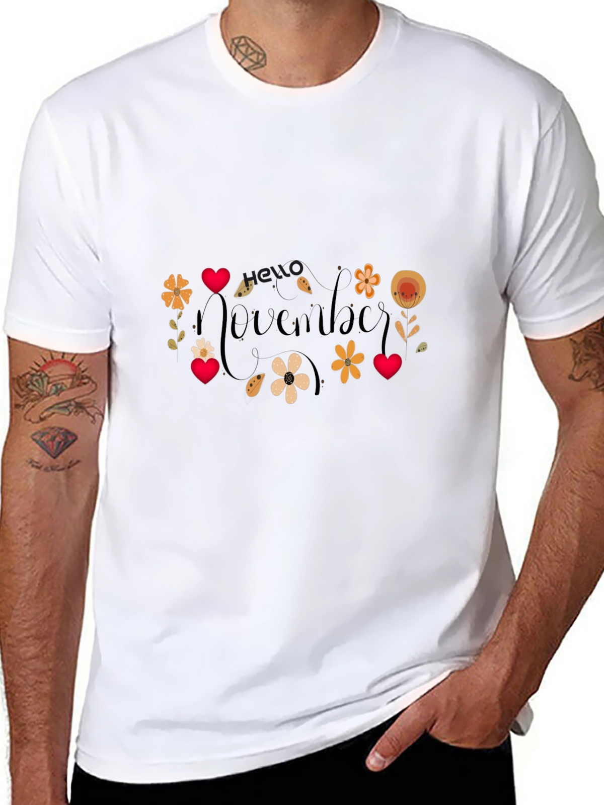 November Floral Graphic T-Shirt - Black
