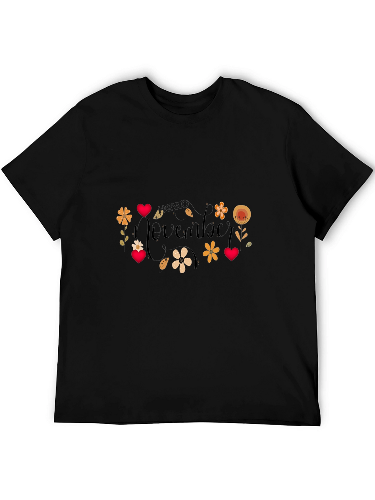 November Floral Graphic T-Shirt - Black