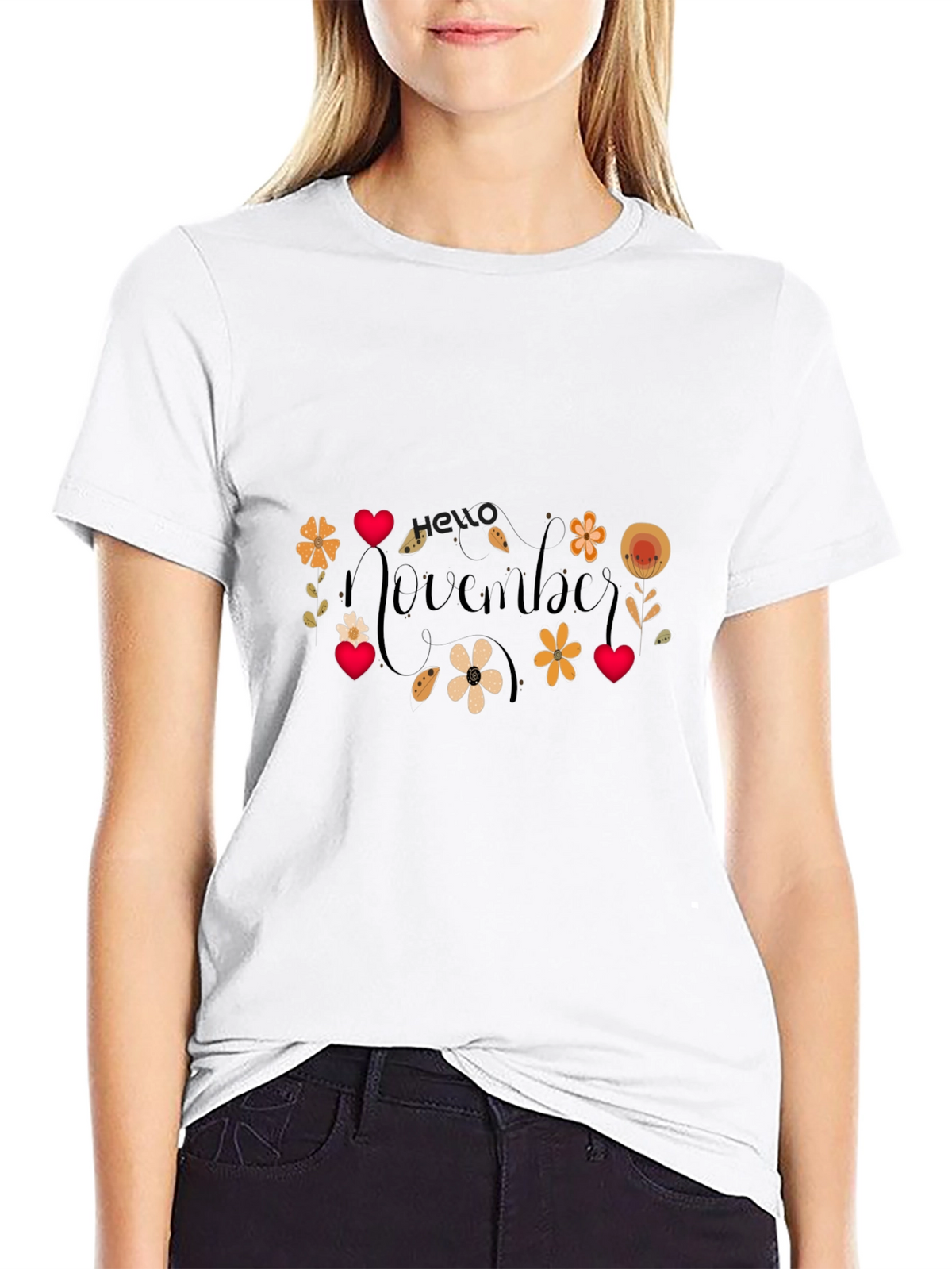 November Floral Graphic T-Shirt - Black