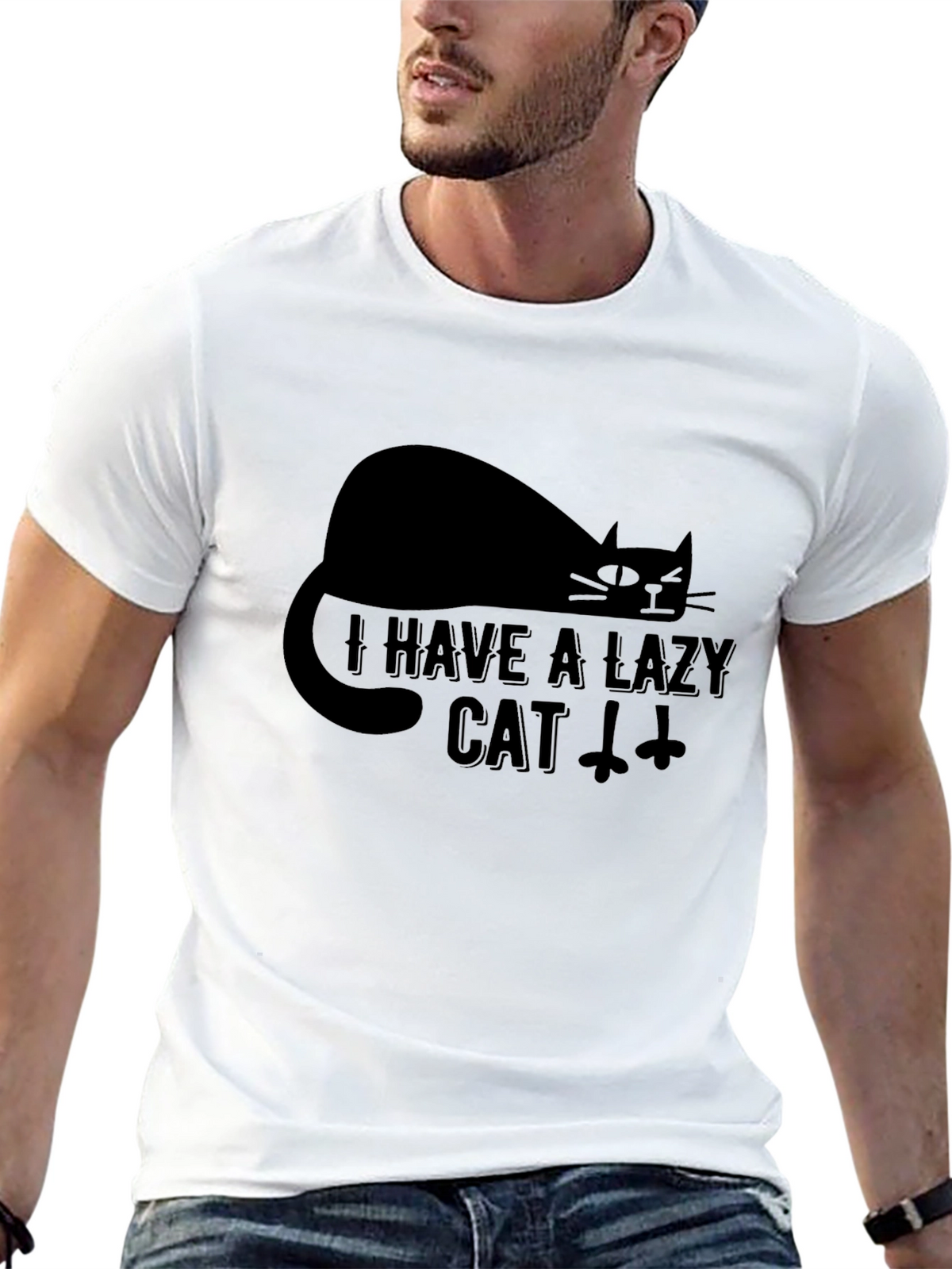 Lazy Cat Graphic T-Shirt - Comfortable & Stylish