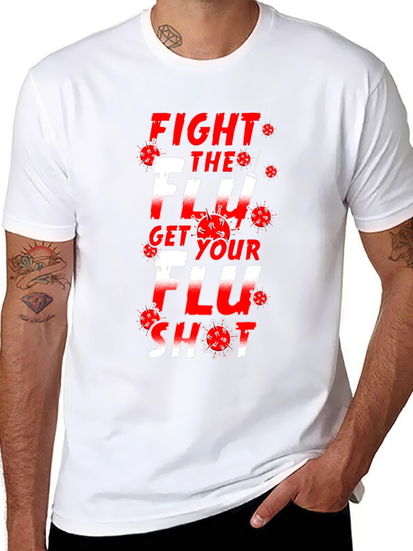 Fight the Flu Get Your Flu Shot Graphic T-Shirt