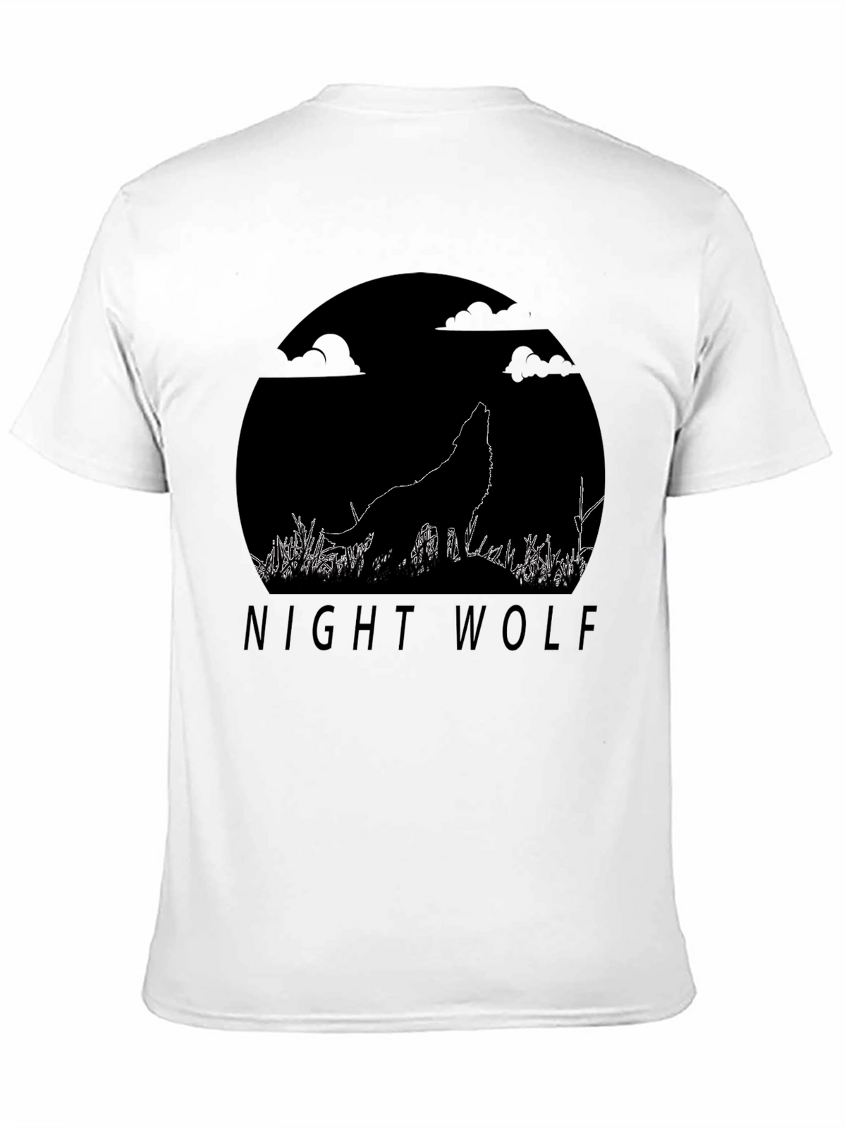 Night Wolf Graphic Tee - Black Cotton T-Shirt