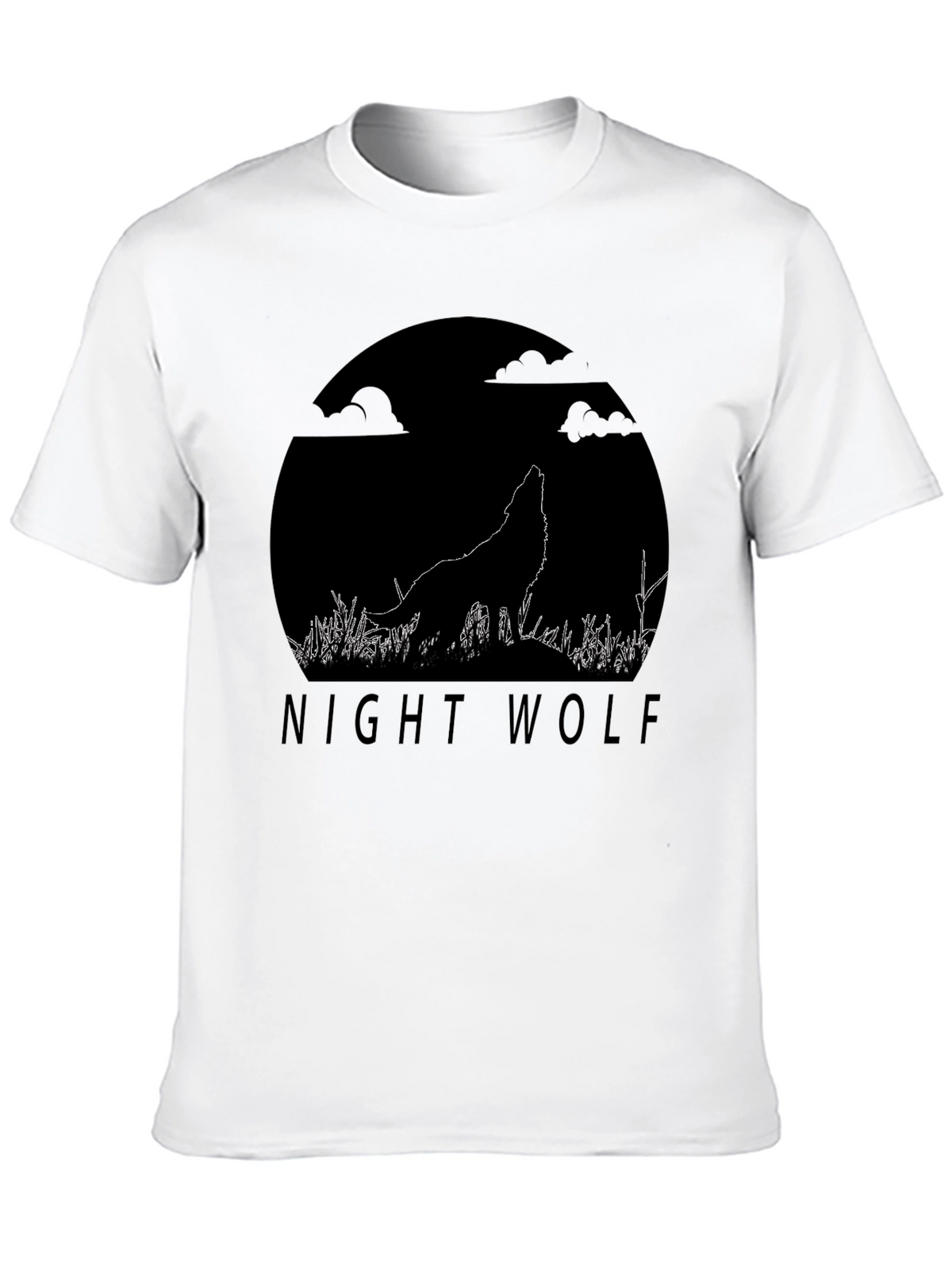 Night Wolf Graphic Tee - Black Cotton T-Shirt