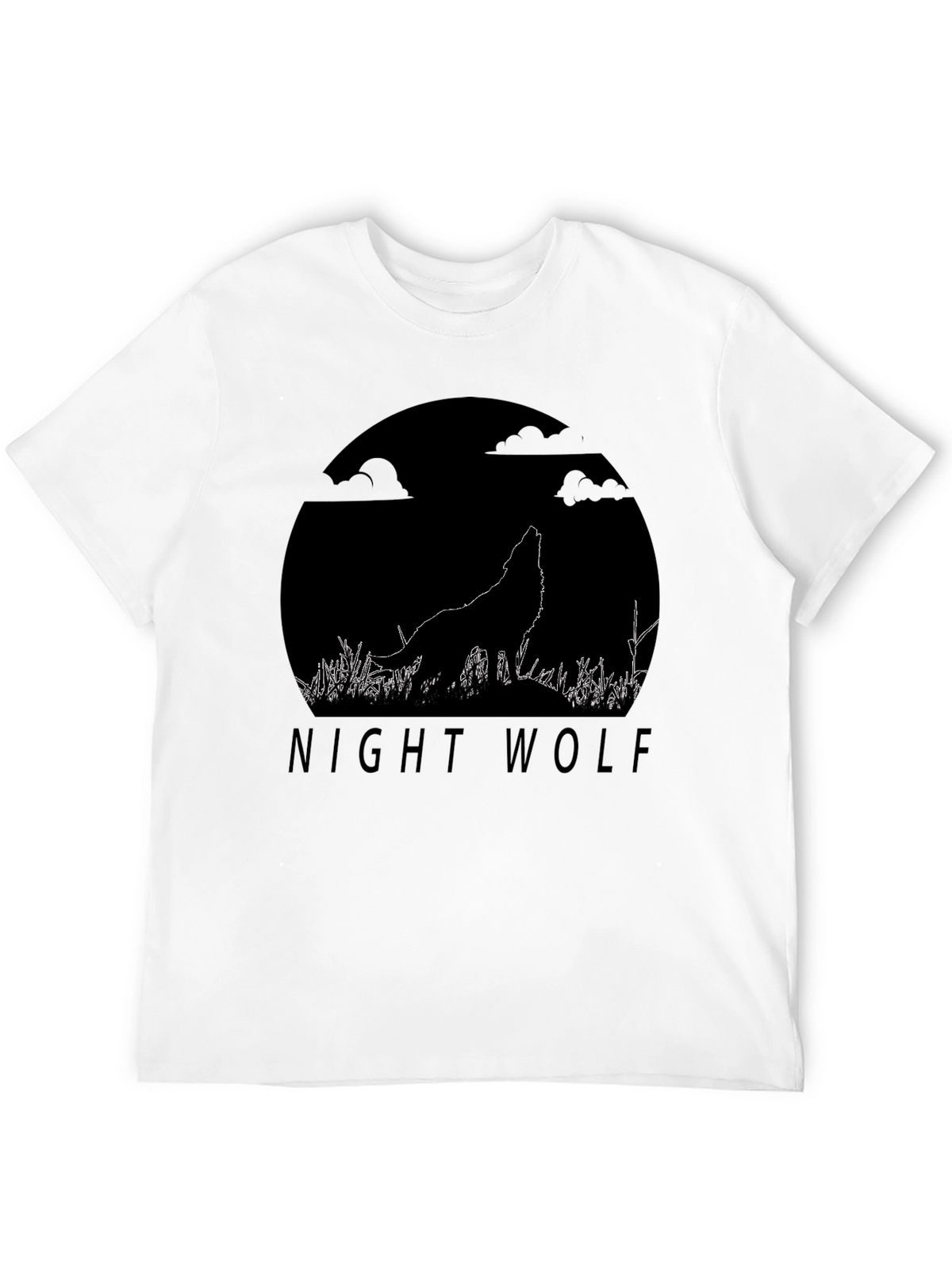 Night Wolf Graphic Tee - Black Cotton T-Shirt