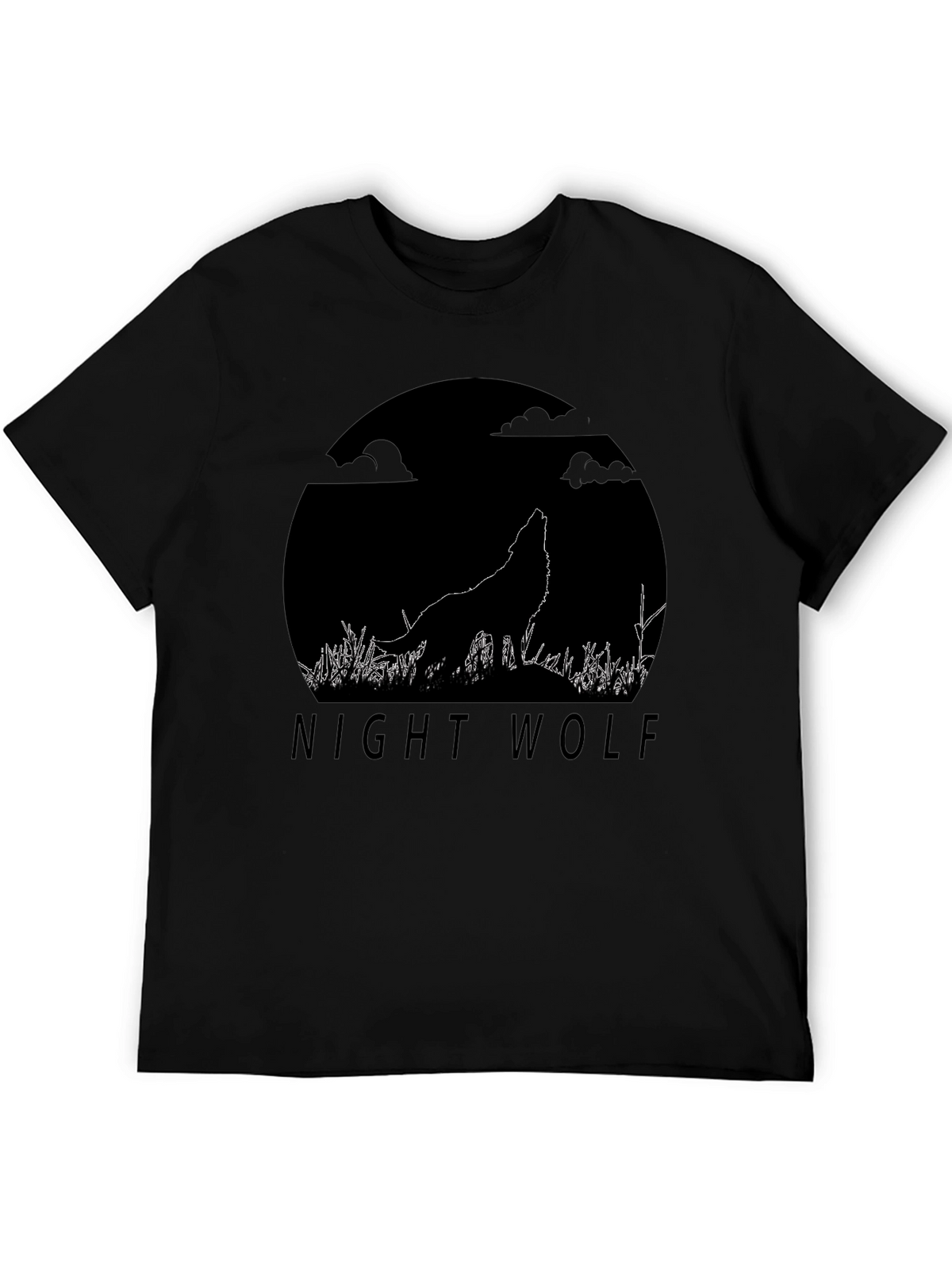 Night Wolf Graphic Tee - Black Cotton T-Shirt