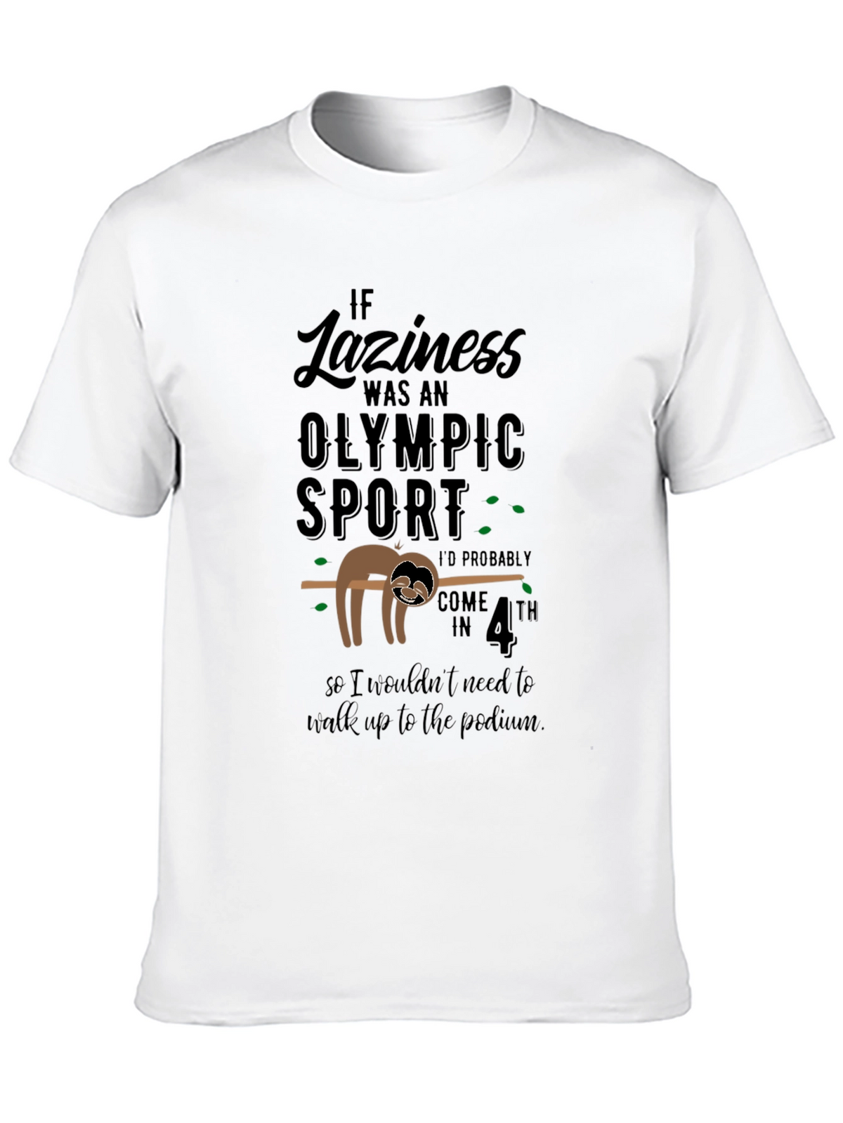 Lazy Sloth Olympic Sport Black T-Shirt