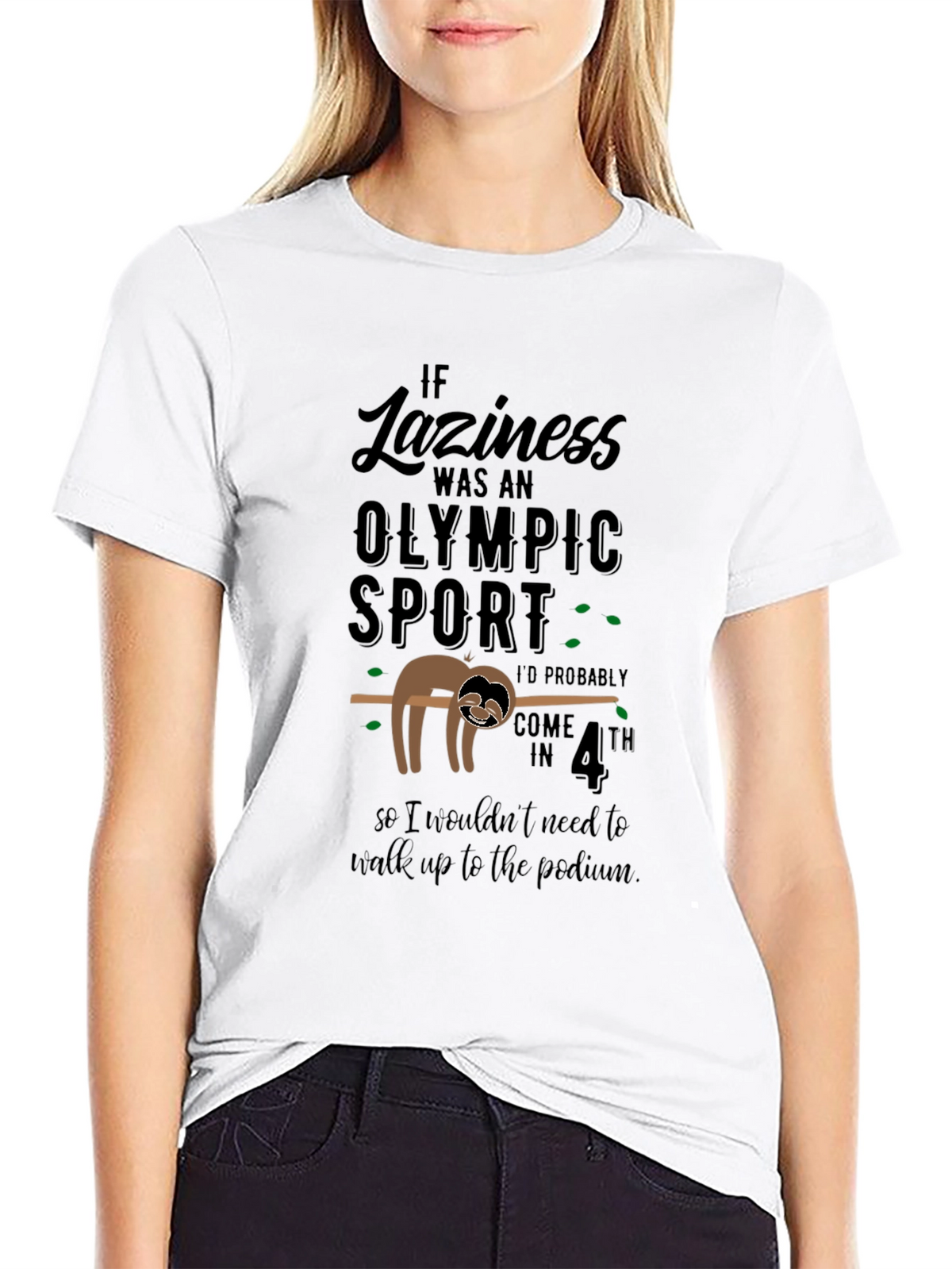 Lazy Sloth Olympic Sport Black T-Shirt