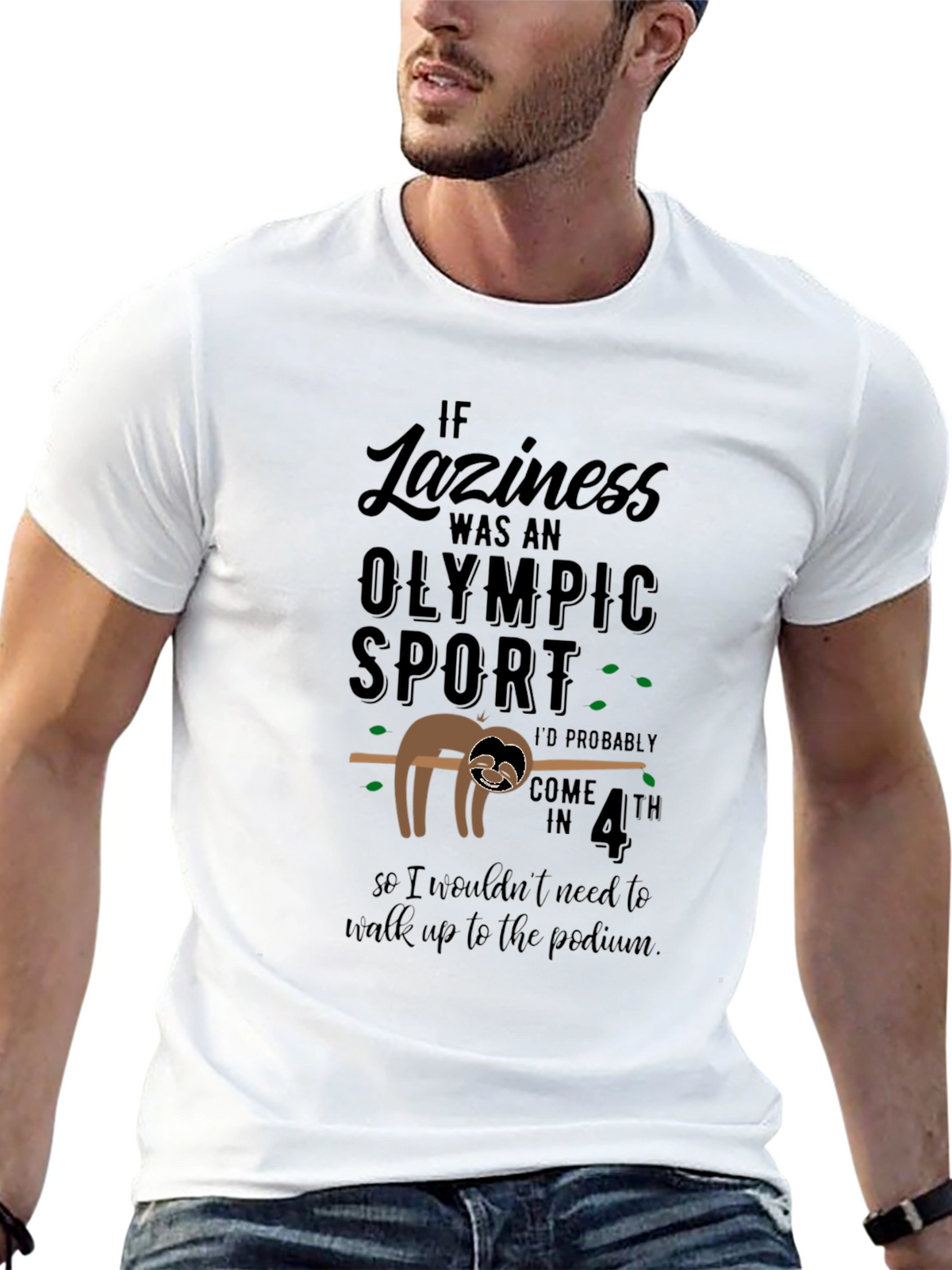 Lazy Sloth Olympic Sport Black T-Shirt