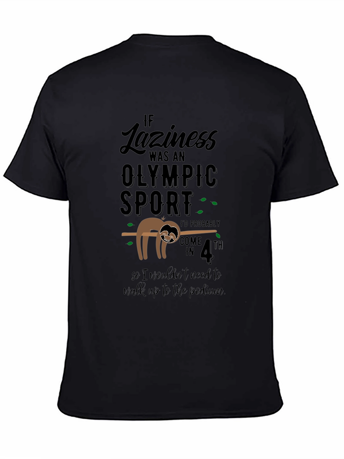 Lazy Sloth Olympic Sport Black T-Shirt
