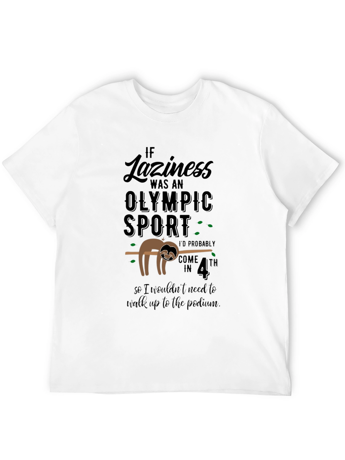 Lazy Sloth Olympic Sport Black T-Shirt