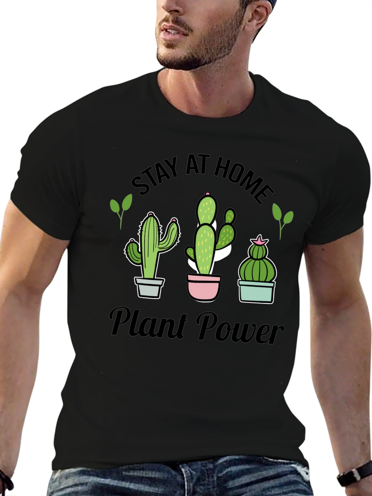 Stay At Home Plant Power T-Shirt Cactus Lover Tee